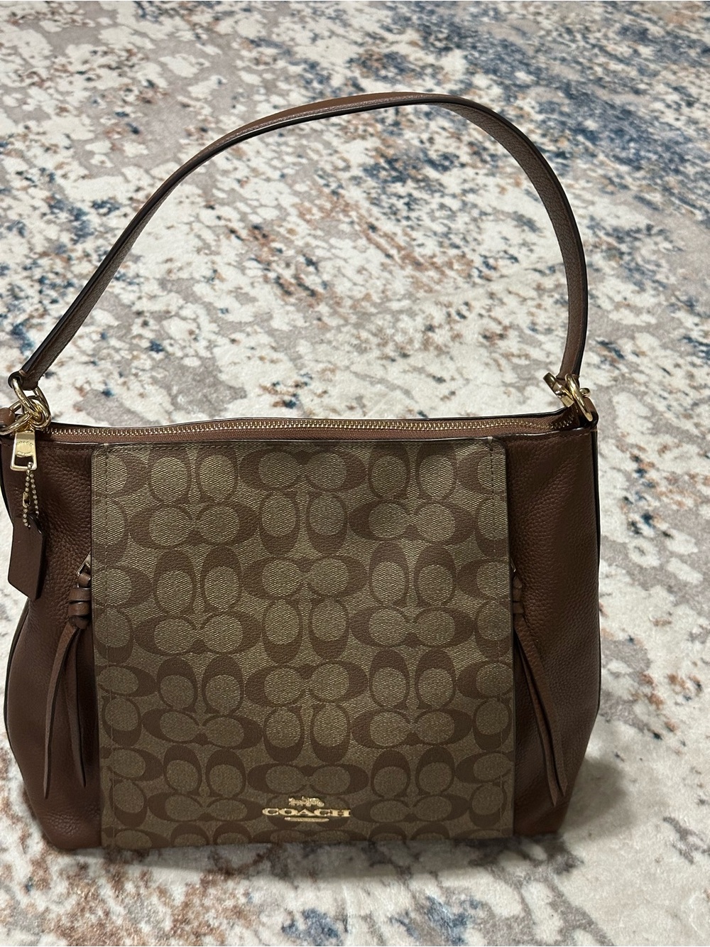 Coach Marlon Brown Signature Canvas Shoulder Bag